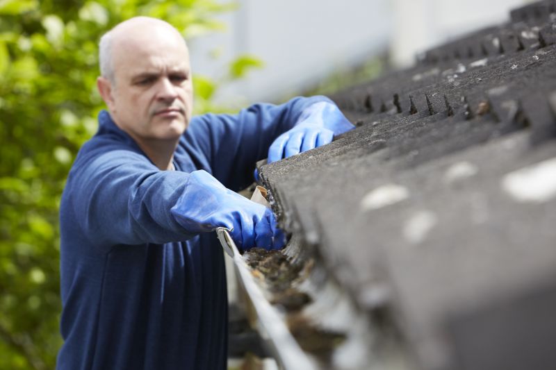 Technician Cleaning Gutters